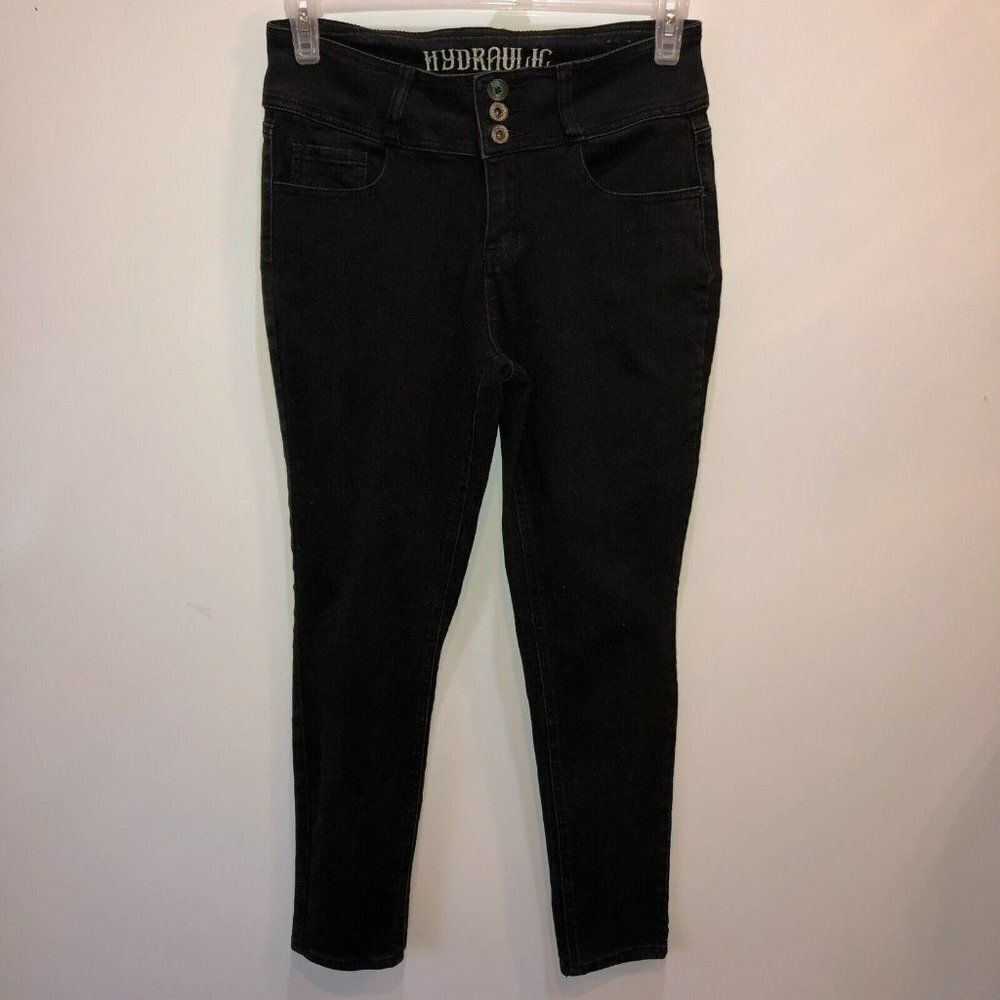 Hydraulic Womens Size 8 Black Nolita Stretch 3 Buttons Curvy Ankle Skinny Jeans - Picture 4 of 11